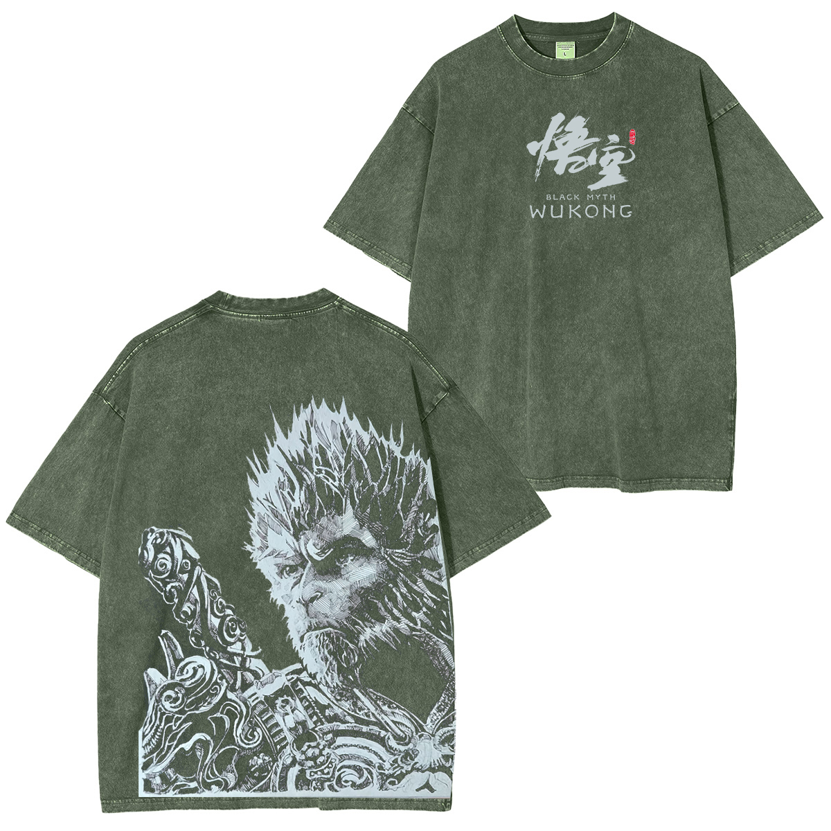 Black Myth Zhong Kui Nanatsu no Taizai Vintage Unisex Washed T-Shirt