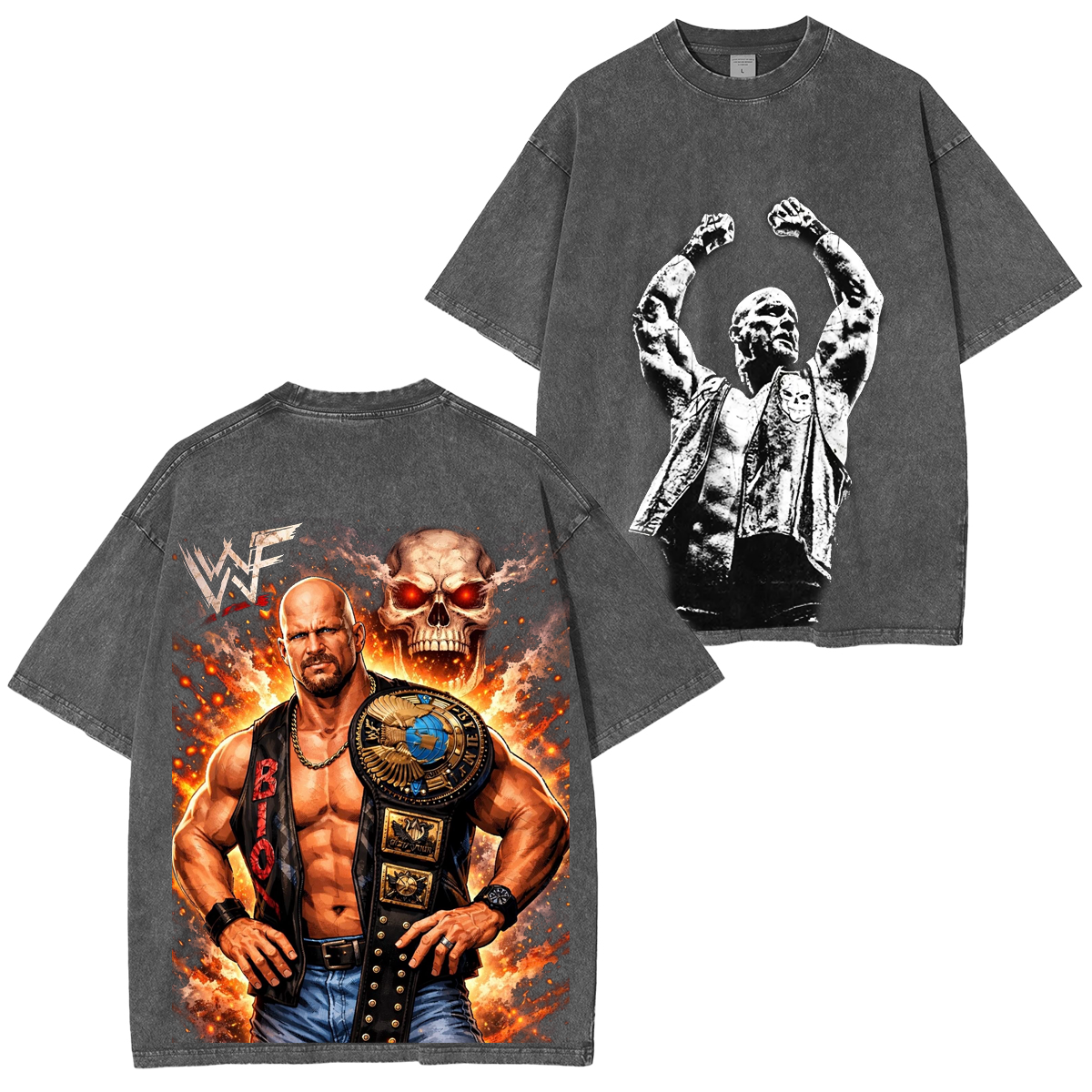 Vintage WWF Stone Cold Steve Austin Wrap Around Washed T-shirt/Crewneck/Hoodie