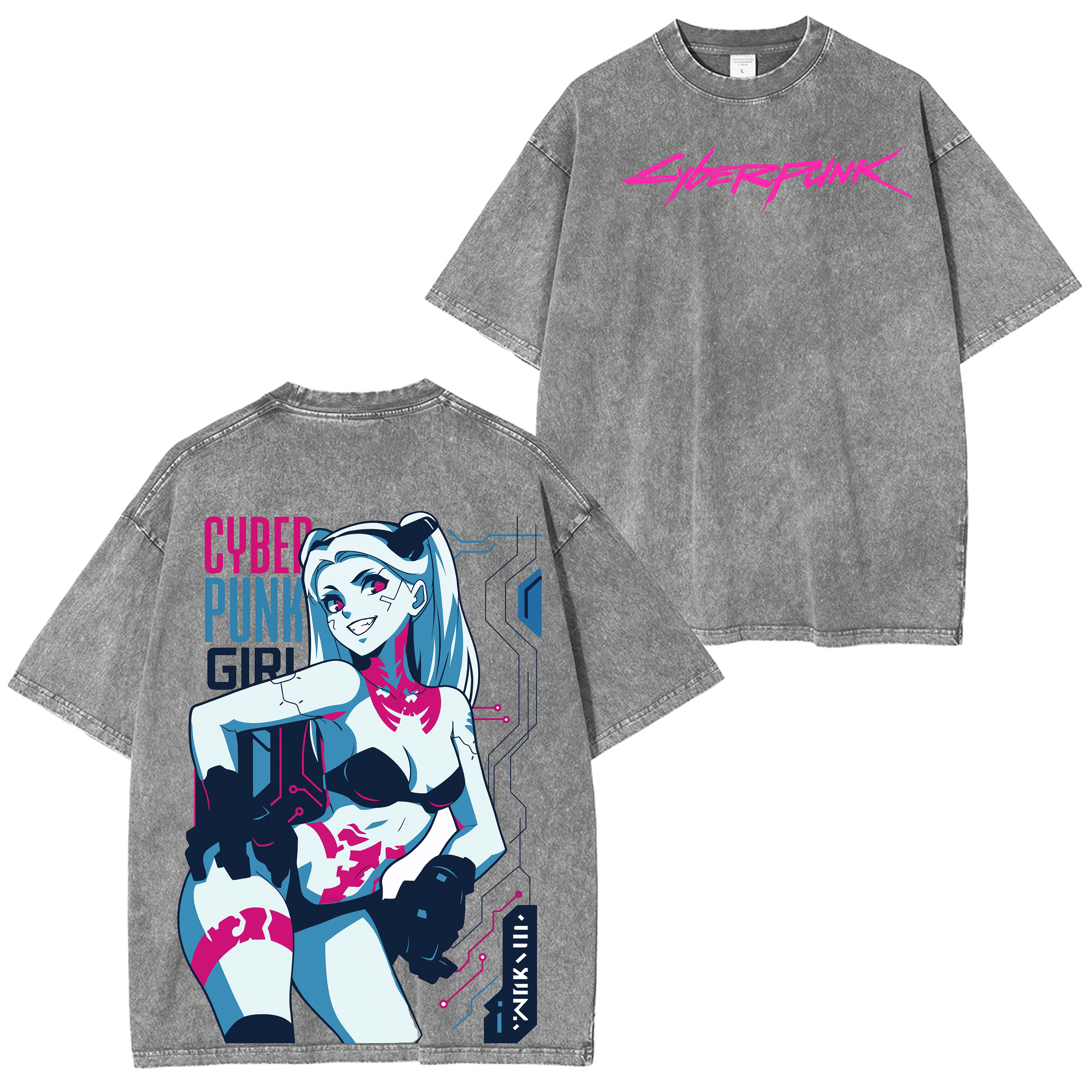 Cyberpunk Edgerunners 2077 Vintage Unisex Washed T-Shirt