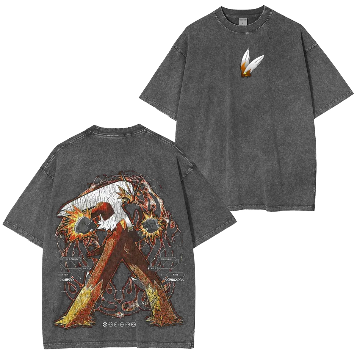 Blaziken Pokemon Washed T-shirt/Crewneck/Hoodie