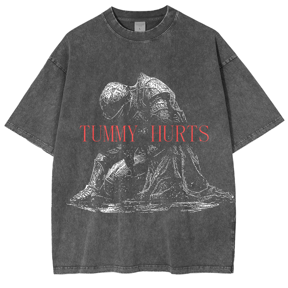 Tummy Hurts Funny Medieval Knight Washed T-shirt/Crewneck/Hoodie