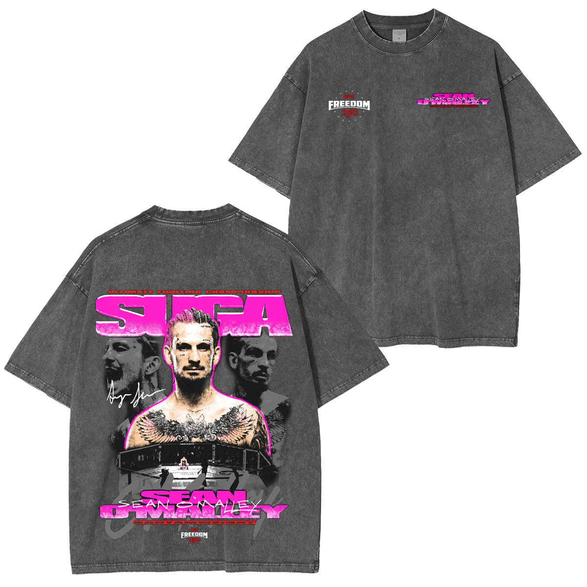 UFC Black Sean O'Malley UFC Freedom 250  Unisex Washed T-Shirt