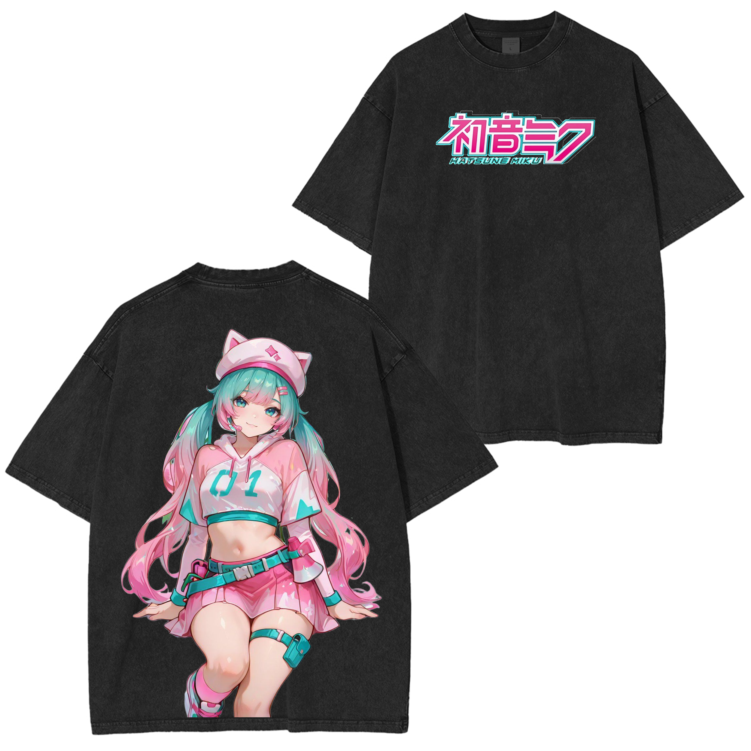 Hatsune Miku “Digital Diva” Oversized Vintage Unisex Washed T-Shirt