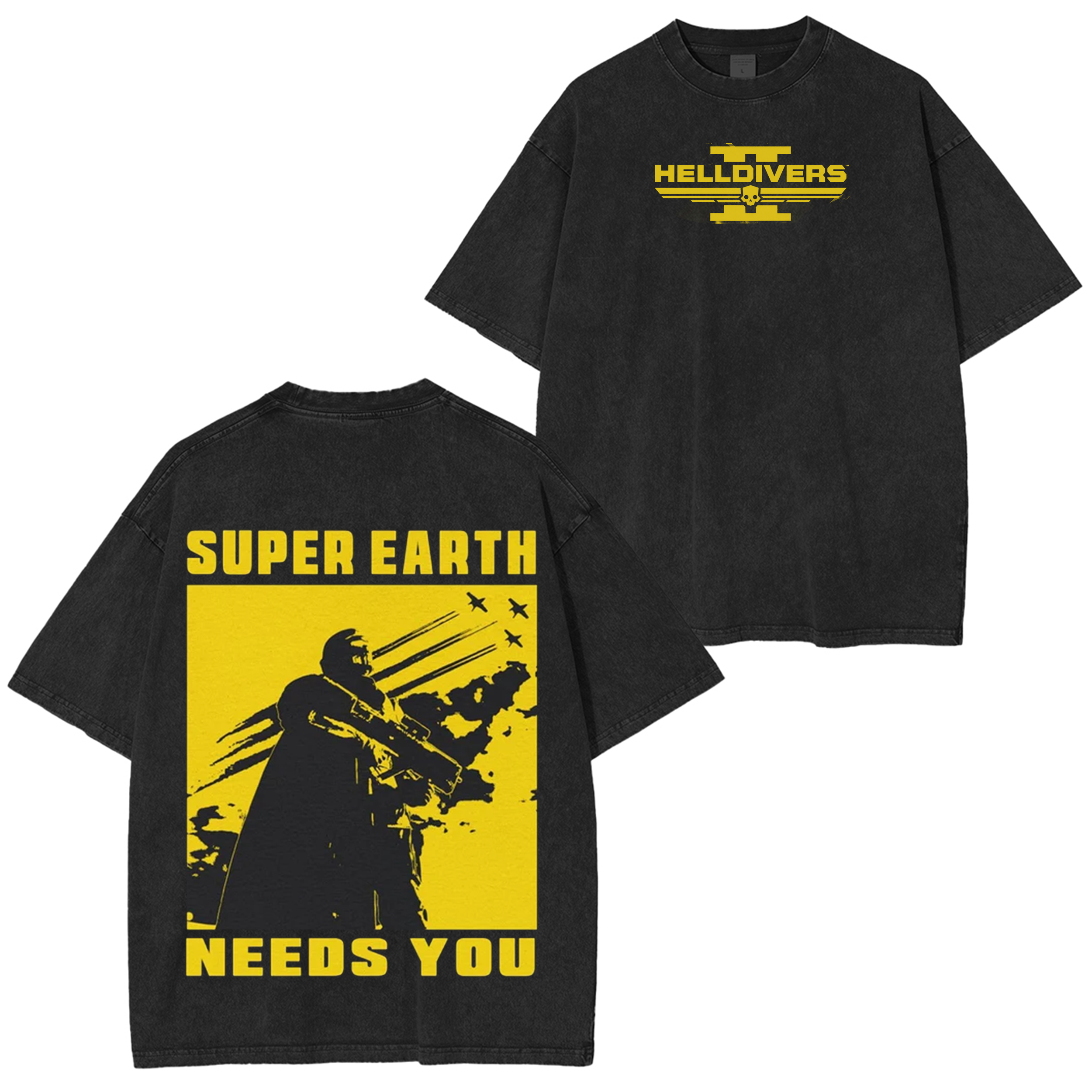 Super Earth Needs you Helldivers 2 Vintage Unisex Washed T-Shirt