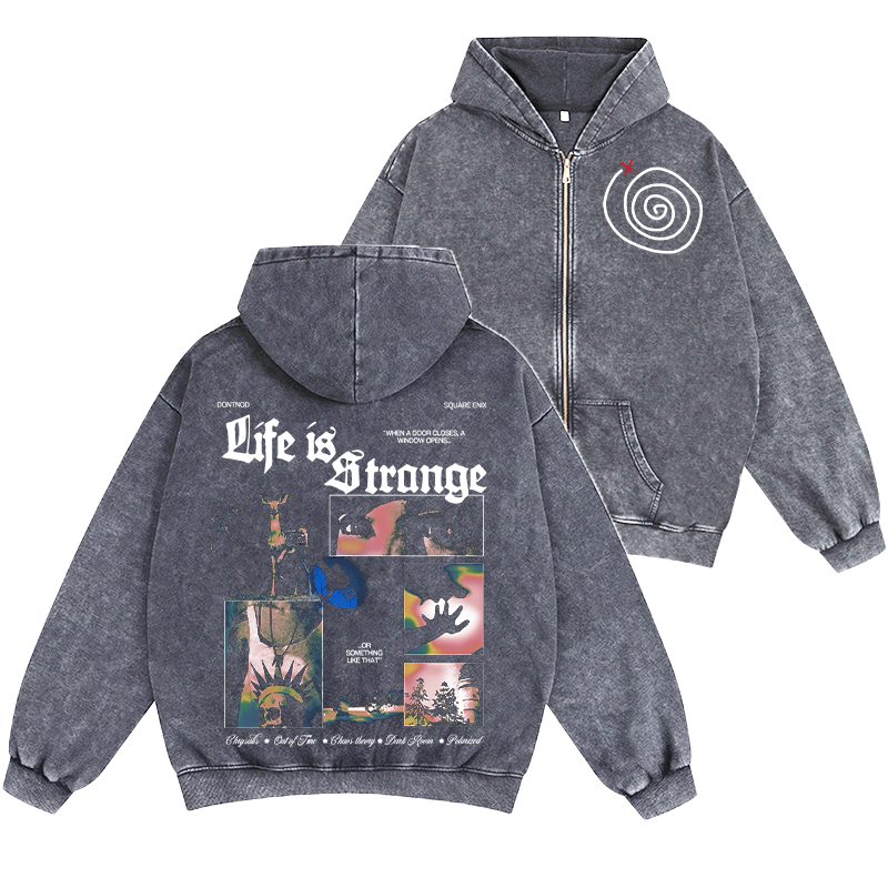 Life Is Strange Unisex Washed Zip Up Hoodie