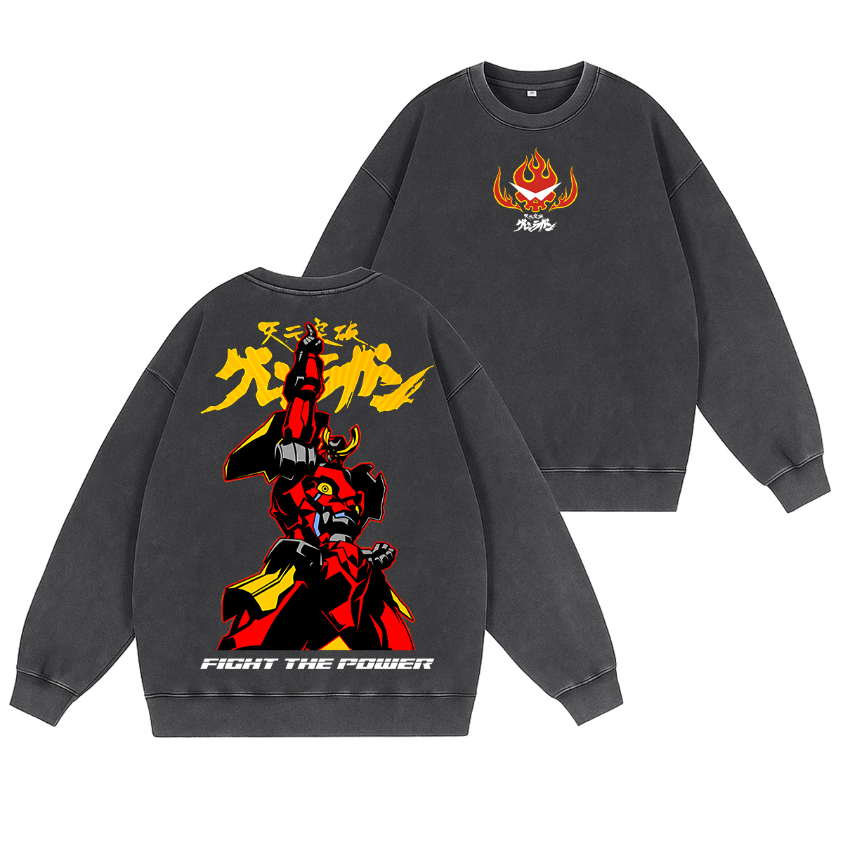 Gurren Lagann Unisex Washed Crewneck Sweatshirt