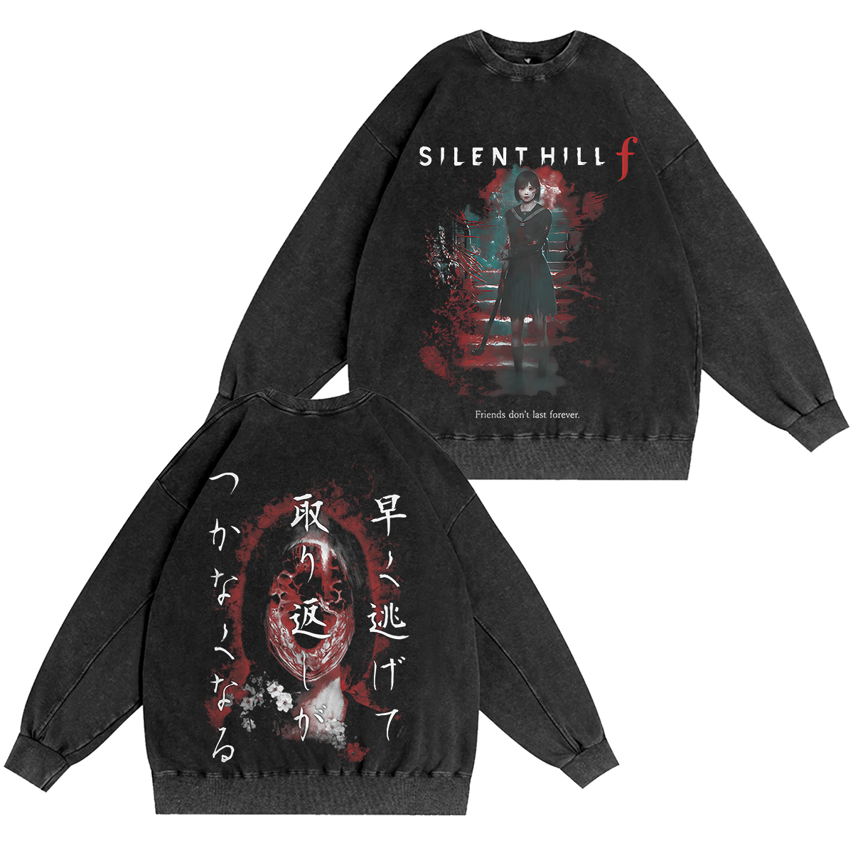 Silent Hill f Heavyweight Unisex Washed Crewneck Sweatshirt