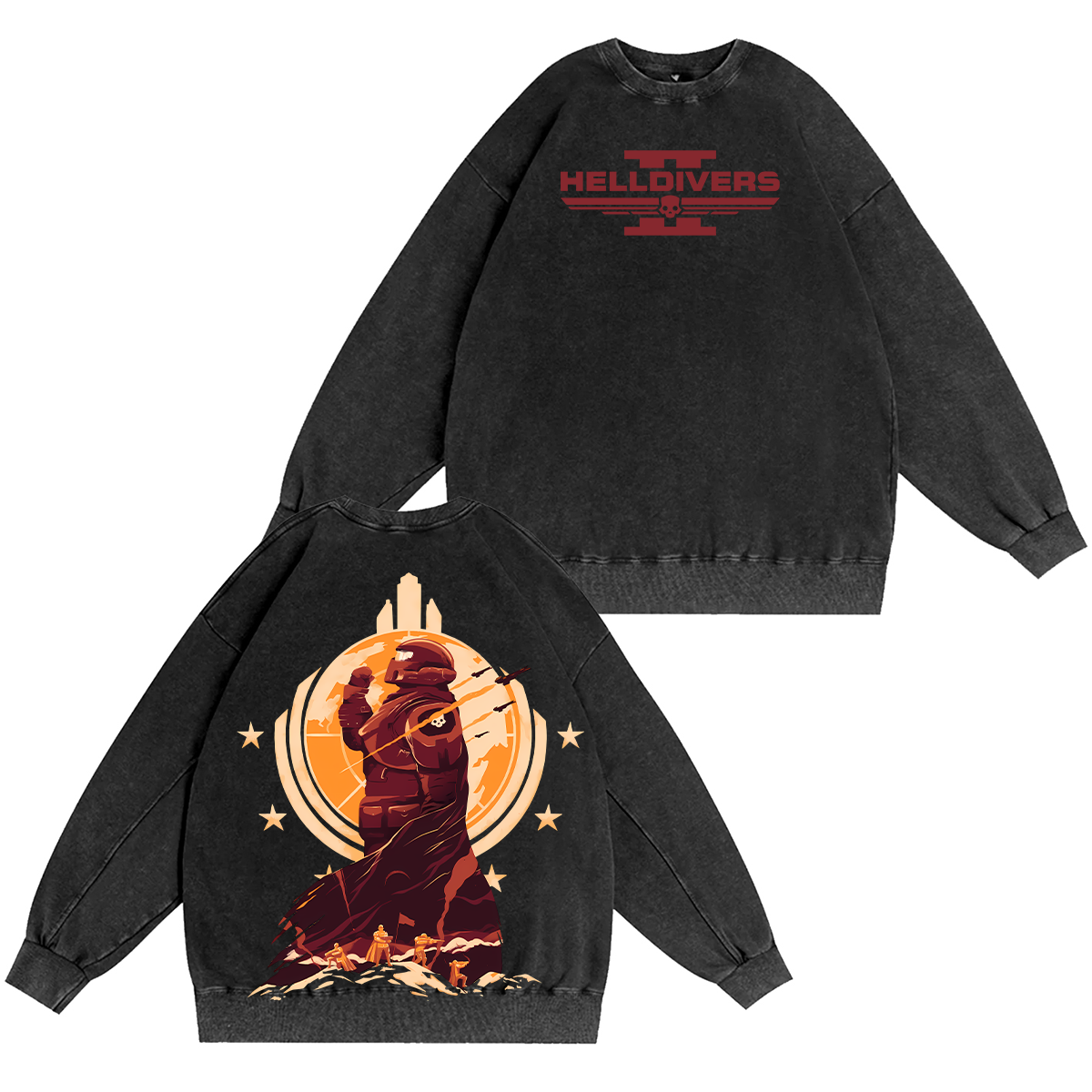 Helldivers 2 Unisex Washed Crewneck Sweatshirt