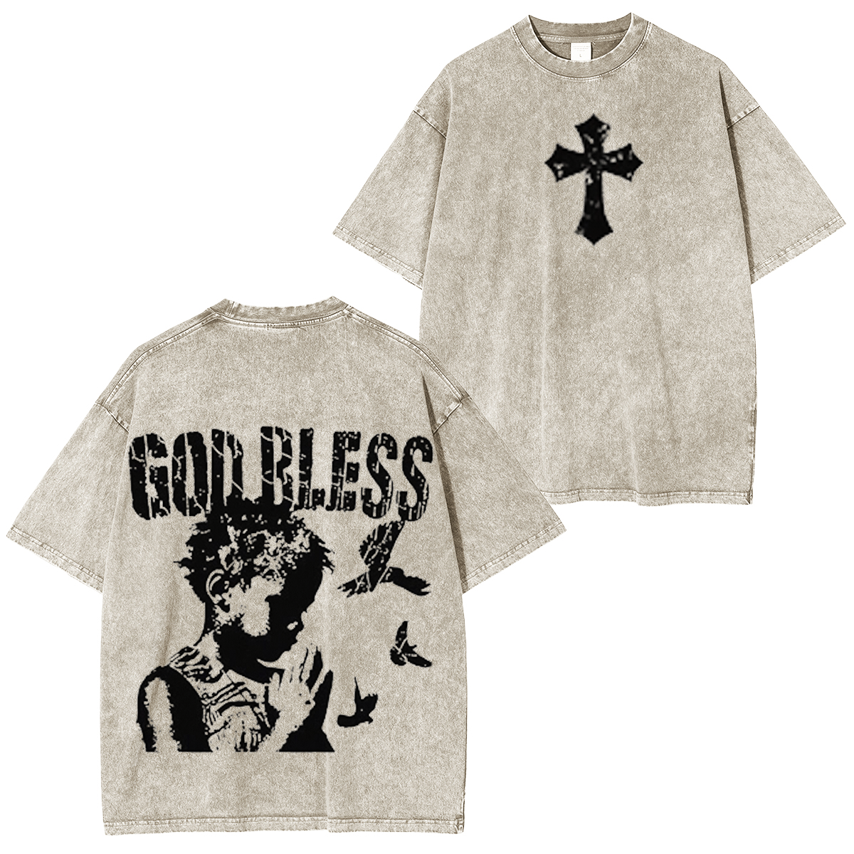 Child Of God Praying For Peace Print Acid Vintage Washed T-shirt/Crewneck/Hoodie