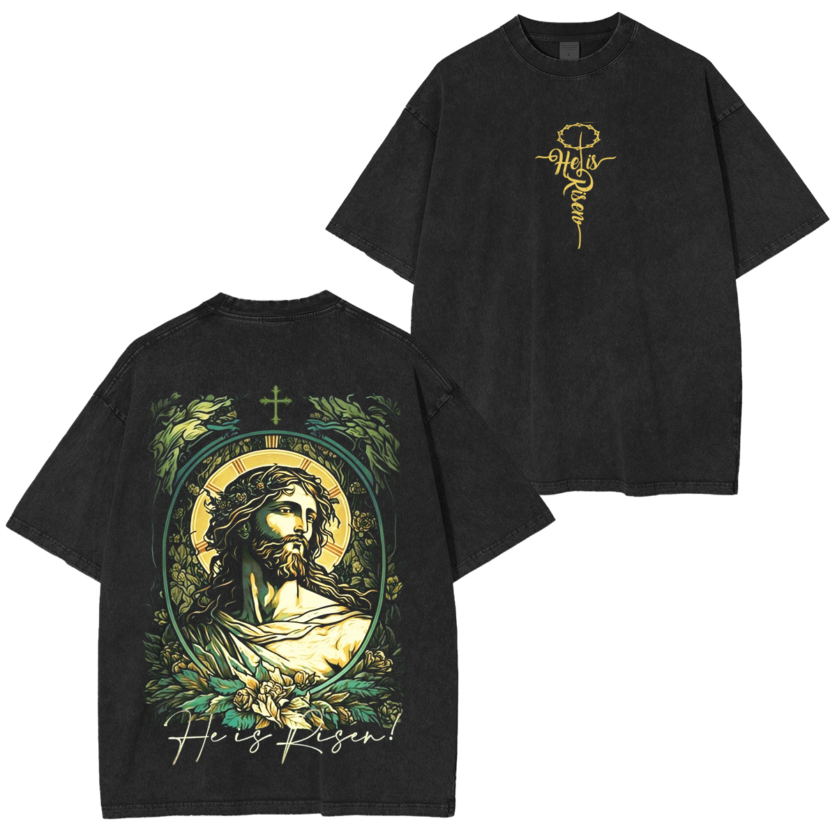 Easter Day He Is Risen Cross Jesus Religious Christians Unisex Washed T-shirt/Crewneck/Hoodie