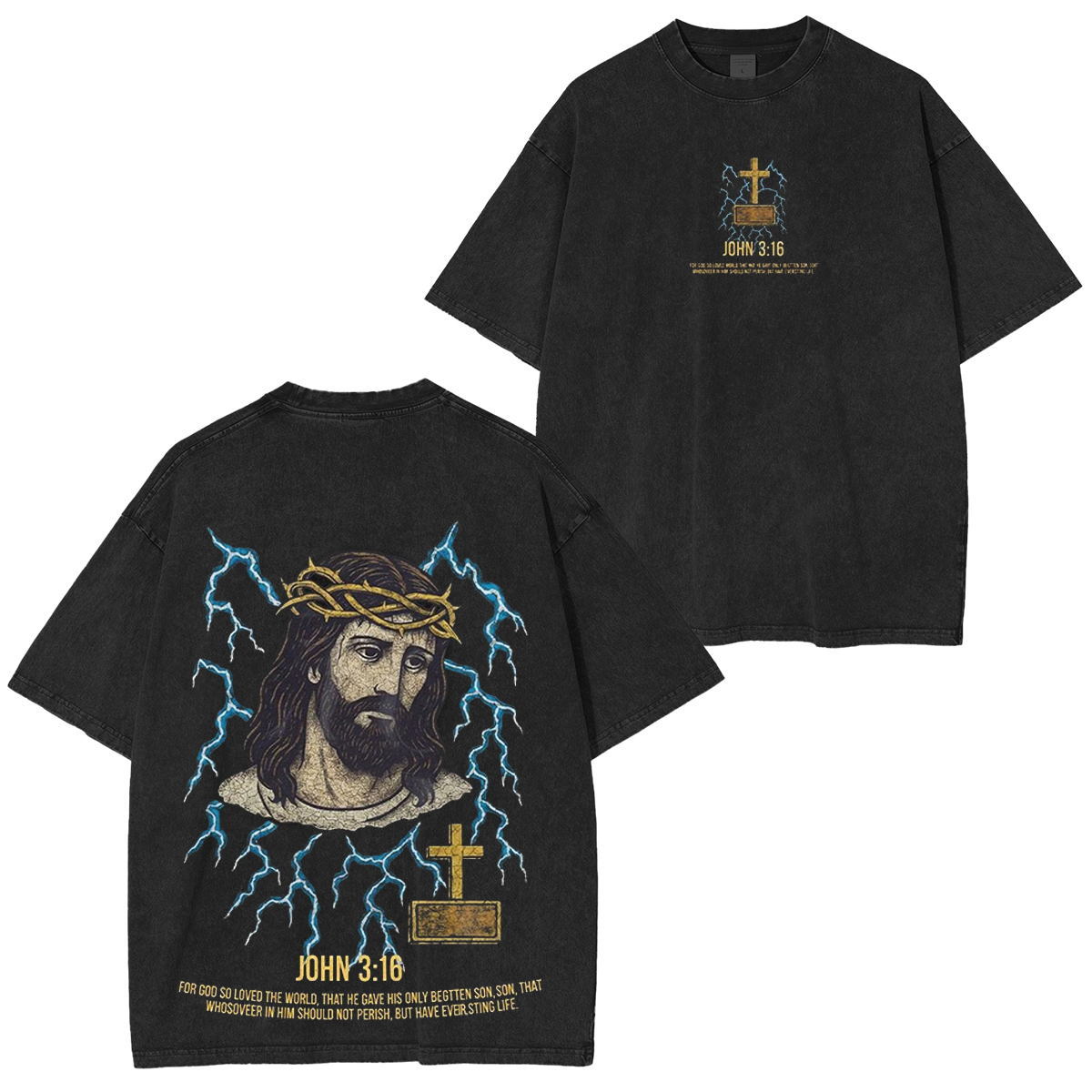 Vintage American Thunder Jesus Lightning Unisex Washed T-shirt/Crewneck/Hoodie