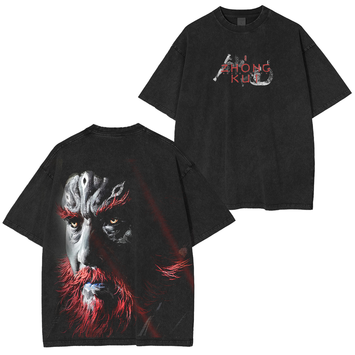 Black Myth Zhong Kui Vintage Unisex Washed T-Shirt