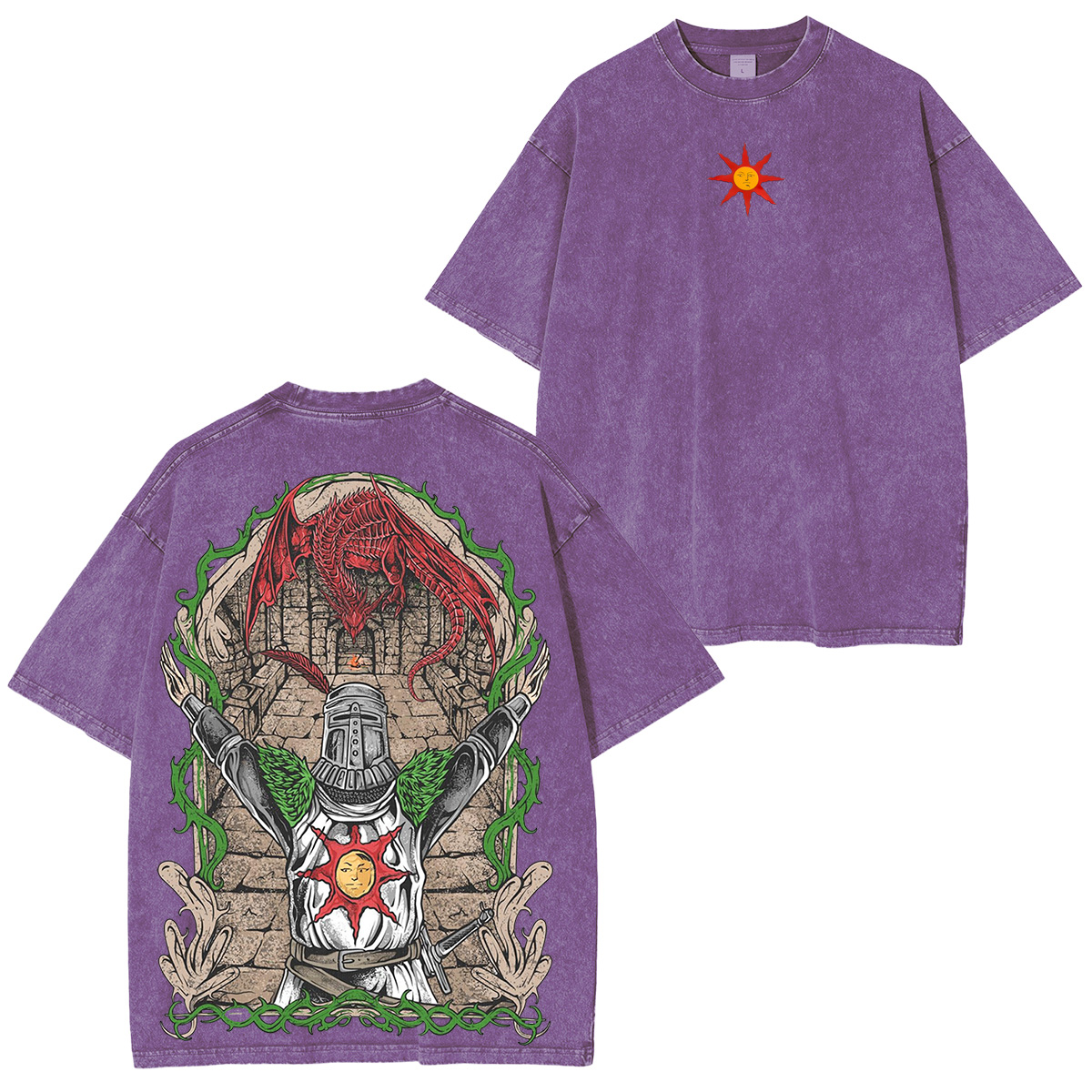 Drippy Souls Solaire of Astora Vintage Unisex Washed  T-shirt