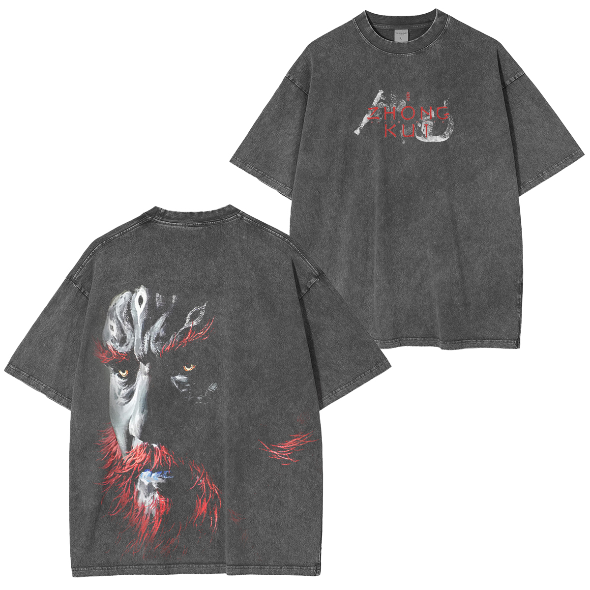Black Myth Zhong Kui Vintage Unisex Washed T-Shirt