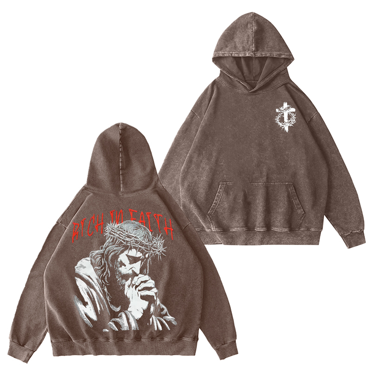 RICH IN FAITH Unisex Washed Hoodie
