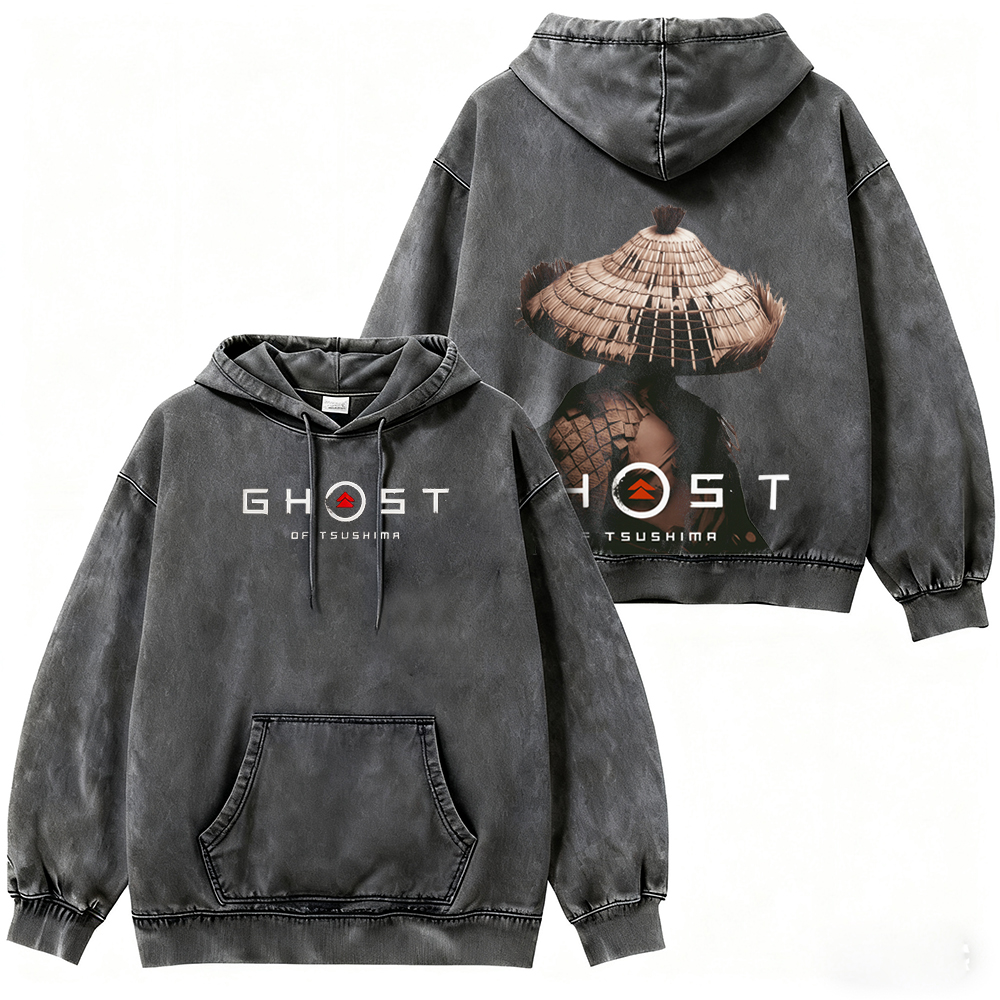 Ghost of Tsushima Katana Slash  Quiet But Deadly Drip Unisex Washed Hoodie