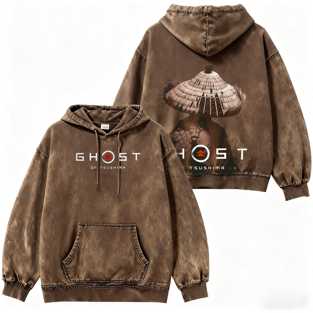 Ghost of Tsushima Katana Slash  Quiet But Deadly Drip Unisex Washed Hoodie
