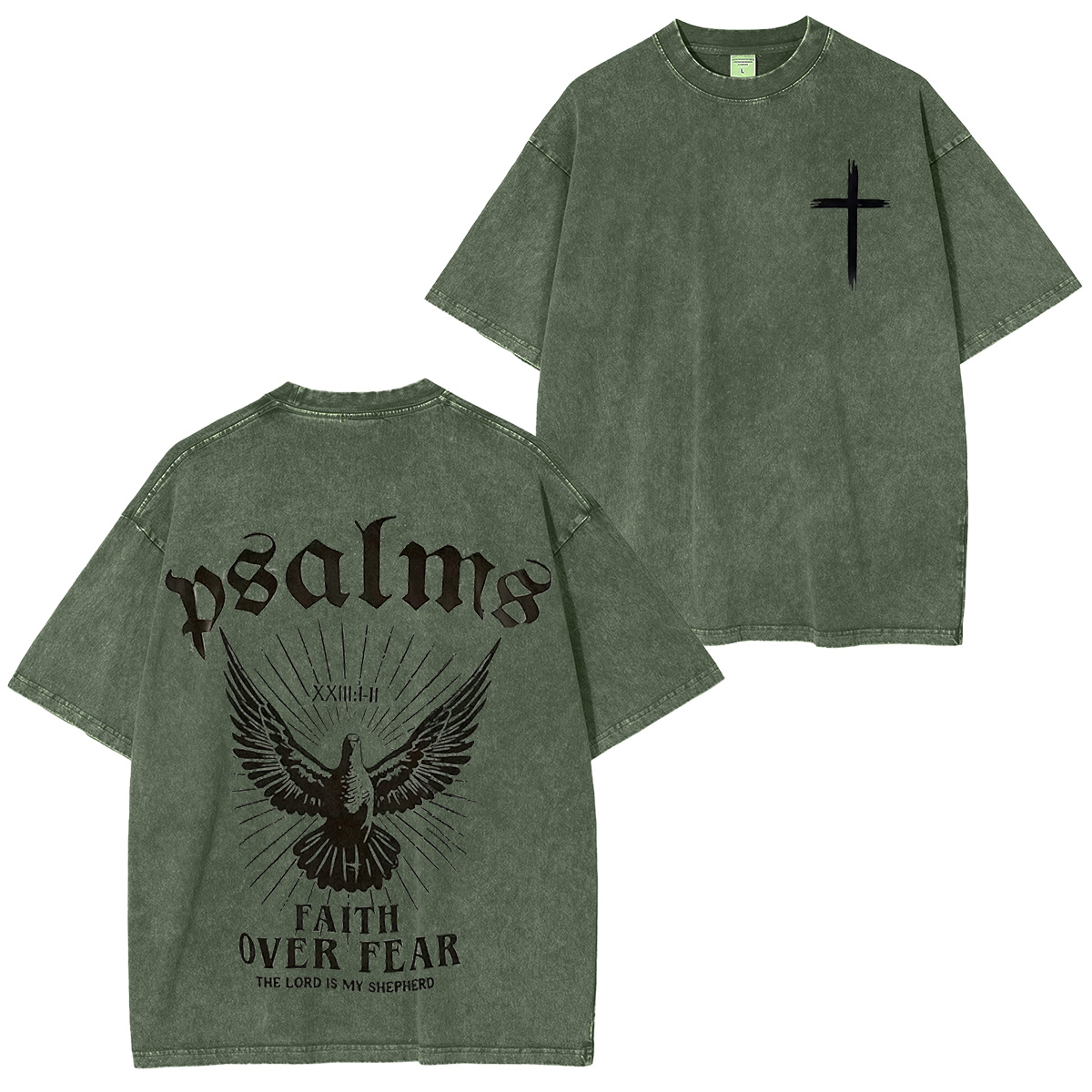 Faith Over Fear, Christian Jesus Bible Verse Vintage Washed Unisex T-Shirt