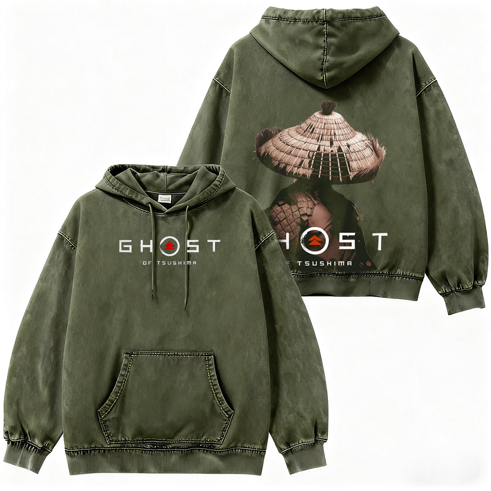 Ghost of Tsushima Katana Slash  Quiet But Deadly Drip Unisex Washed Hoodie