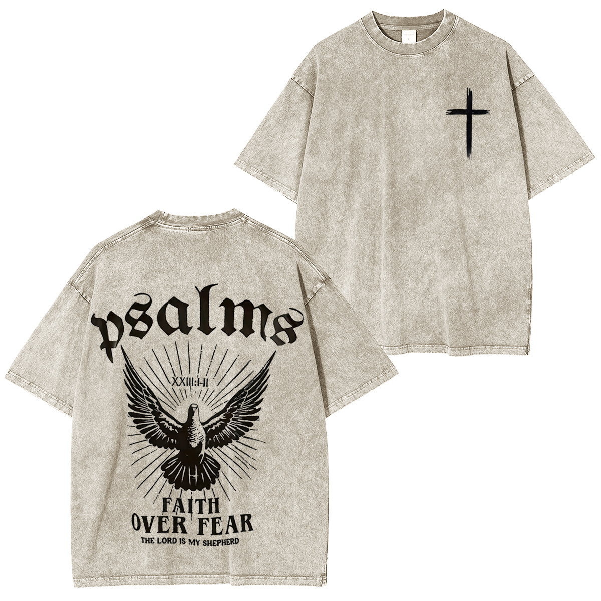 Faith Over Fear, Christian Jesus Bible Verse Vintage Washed Unisex T-Shirt