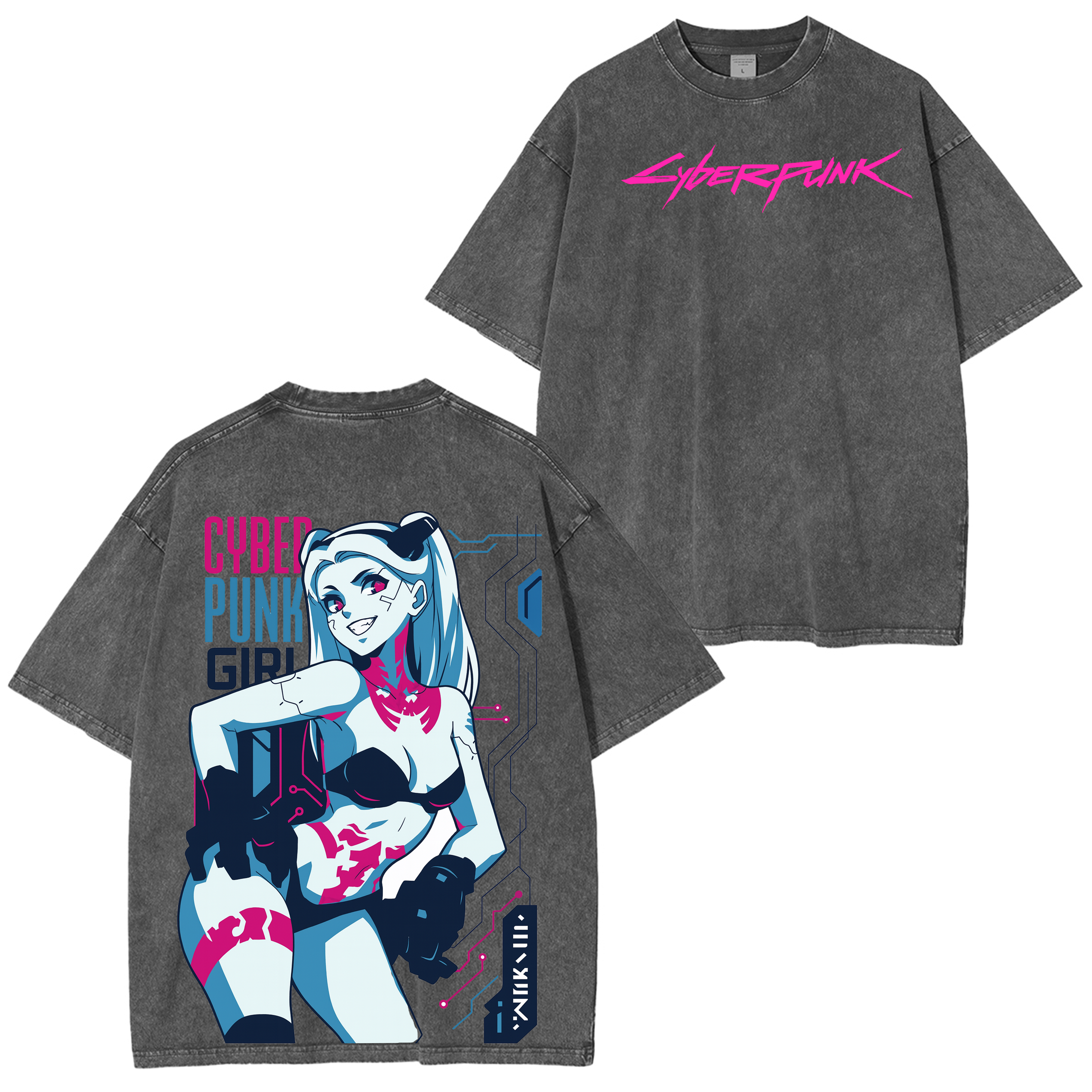 Cyberpunk Edgerunners 2077 Vintage Unisex Washed T-Shirt