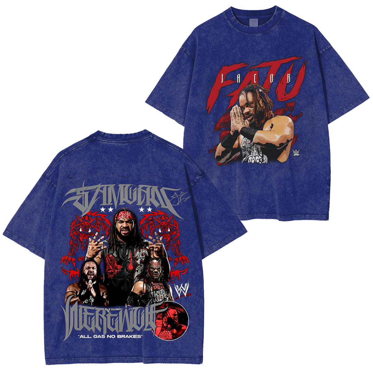 500 Level Black Jacob Fatu Name Grunge Pullover Washed T-shirt/Crewneck/Hoodie