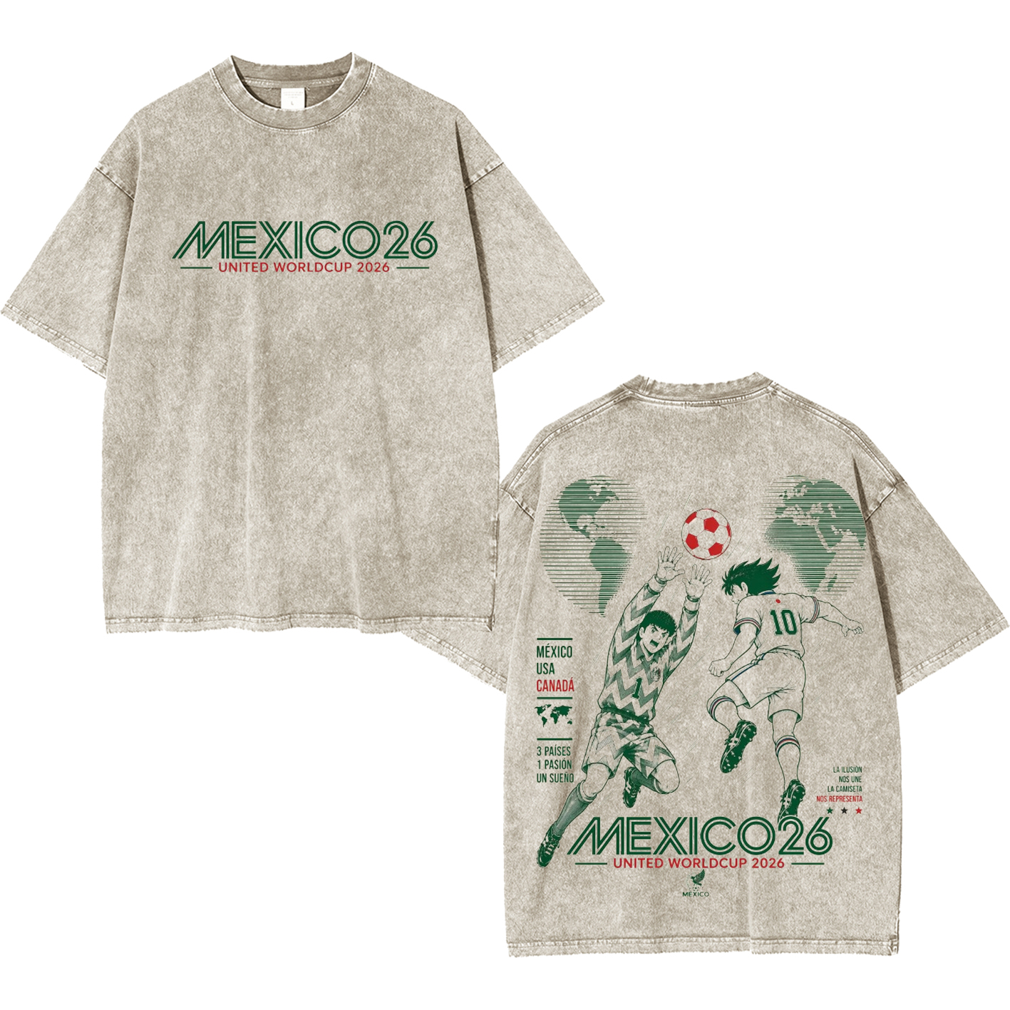 World Cup 2026 Mexicofoot Ball washed T-shirt/Crewneck/Hoodie
