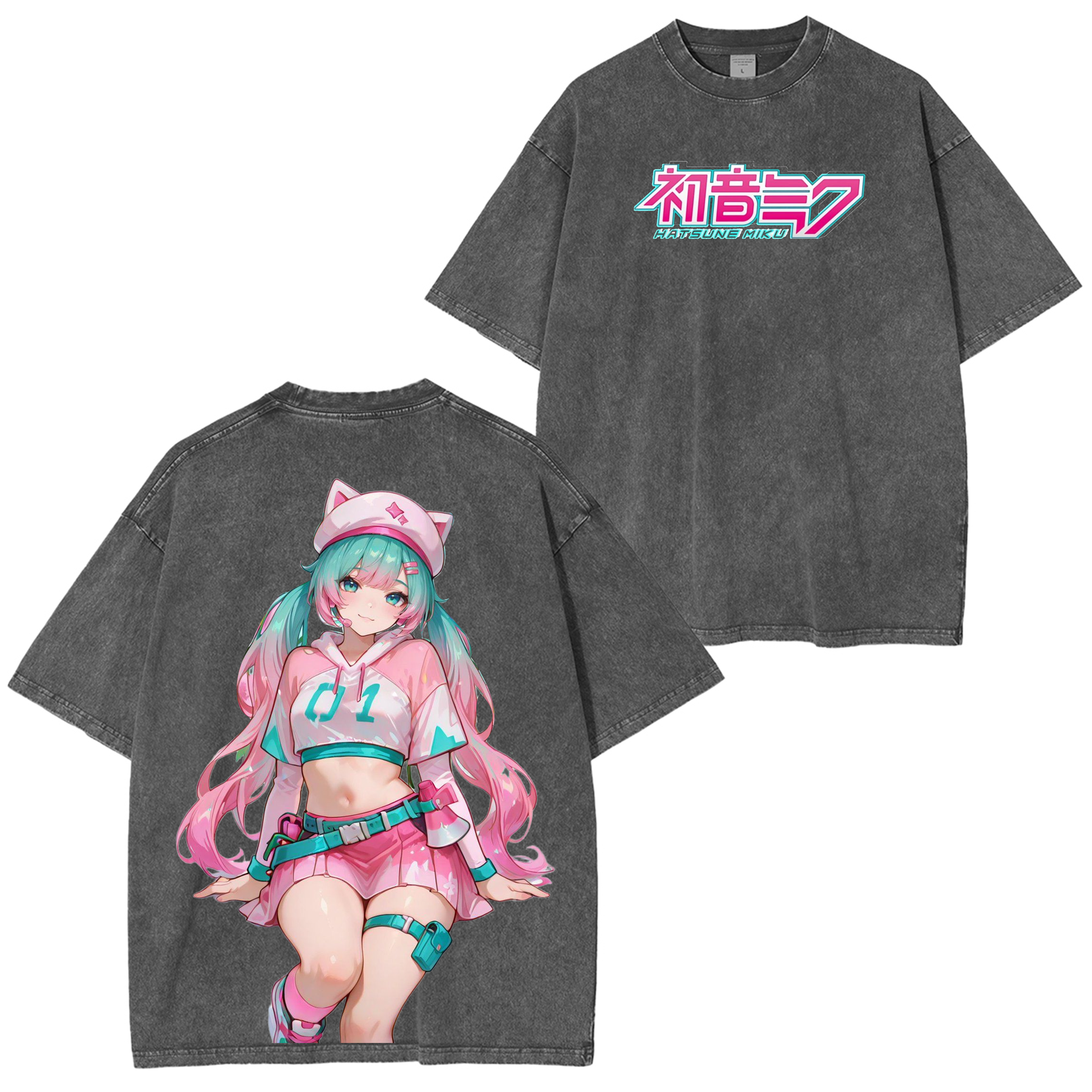 Hatsune Miku “Digital Diva” Oversized Vintage Unisex Washed T-Shirt