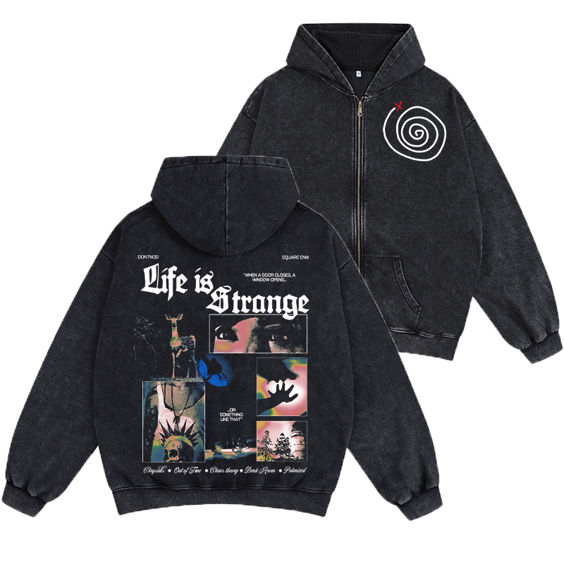 Life Is Strange Unisex Washed Zip Up Hoodie