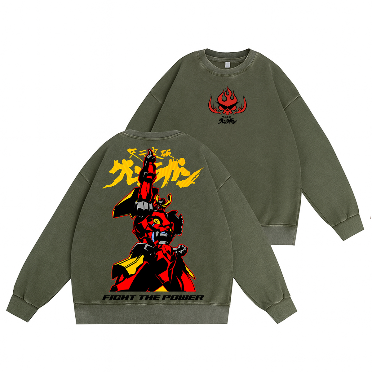 Gurren Lagann Unisex Washed Crewneck Sweatshirt
