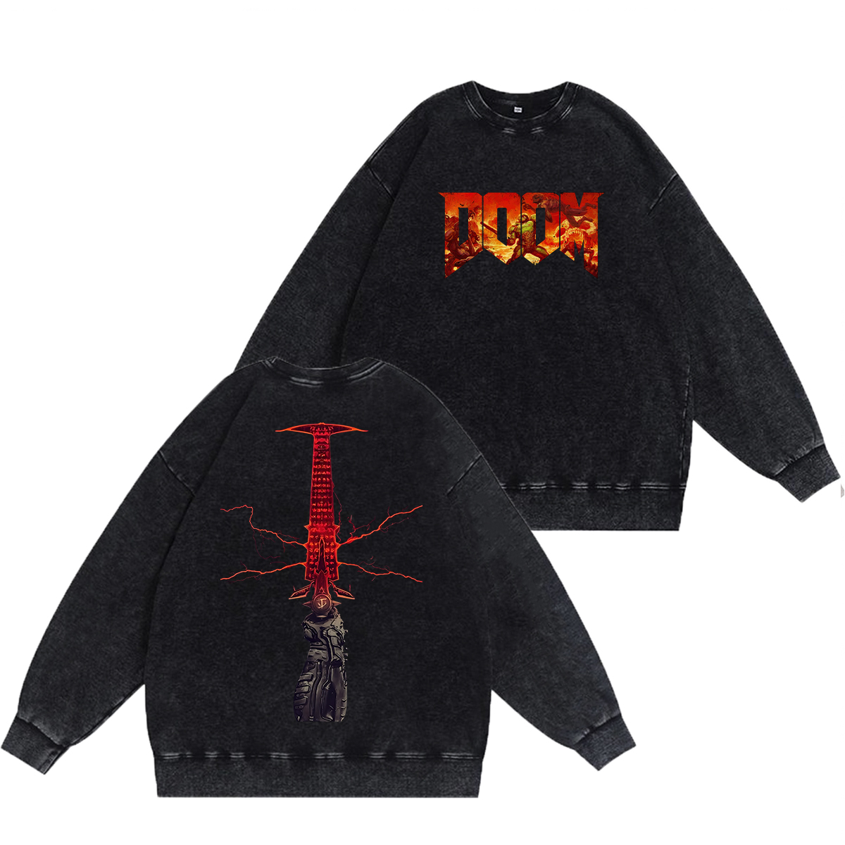 Doom Eternal Unisex Washed Crewneck Sweatshirt