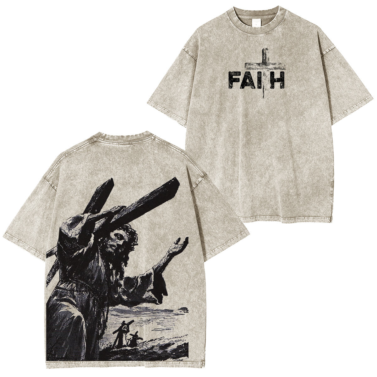Jesus Christ Carrying The Cross Vintage Washed T-shirt/Crewneck/Hoodie