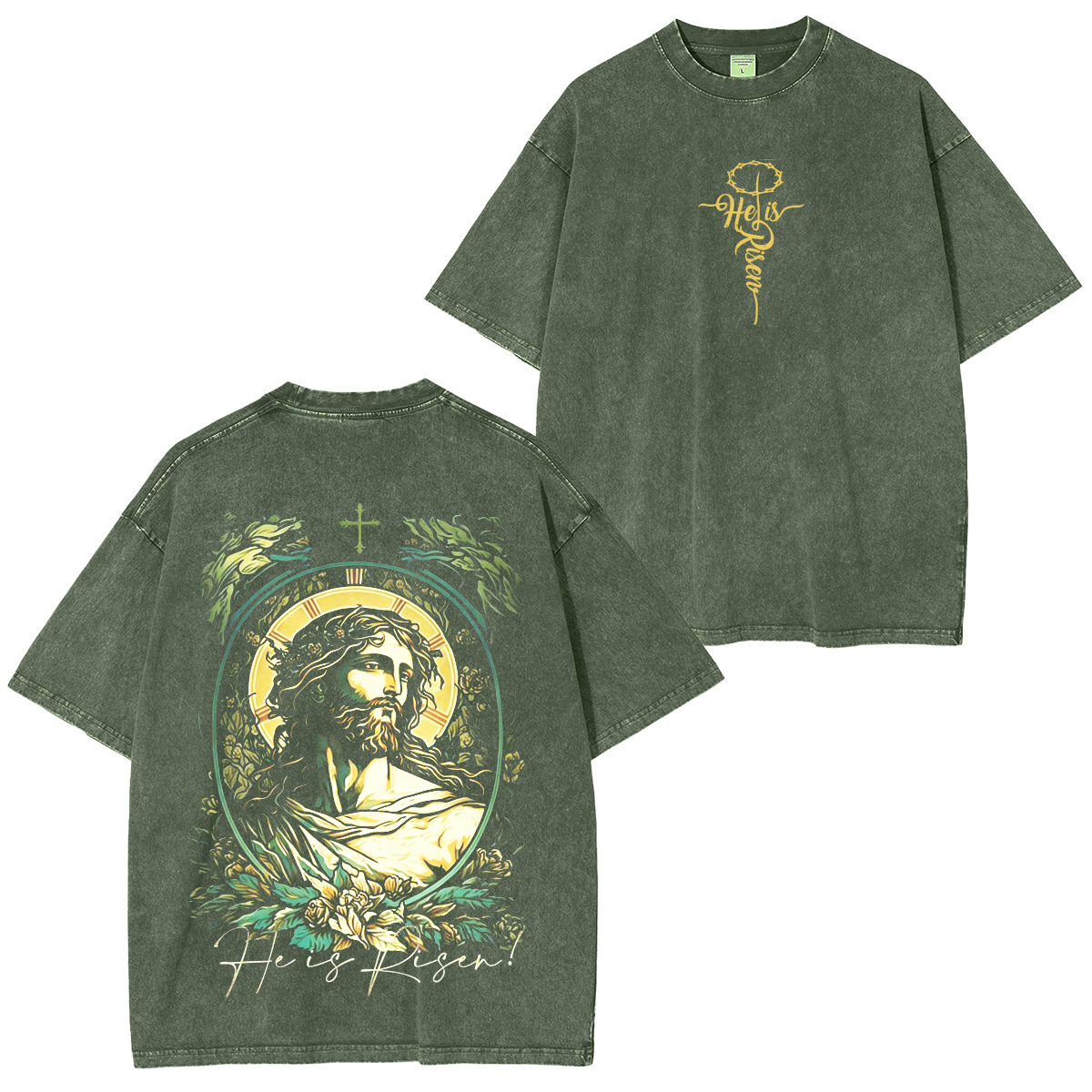 Easter Day He Is Risen Cross Jesus Religious Christians Unisex Washed T-shirt/Crewneck/Hoodie