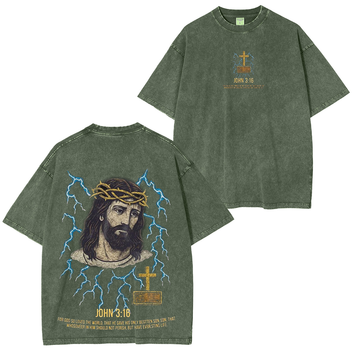Vintage American Thunder Jesus Lightning Unisex Washed T-shirt/Crewneck/Hoodie