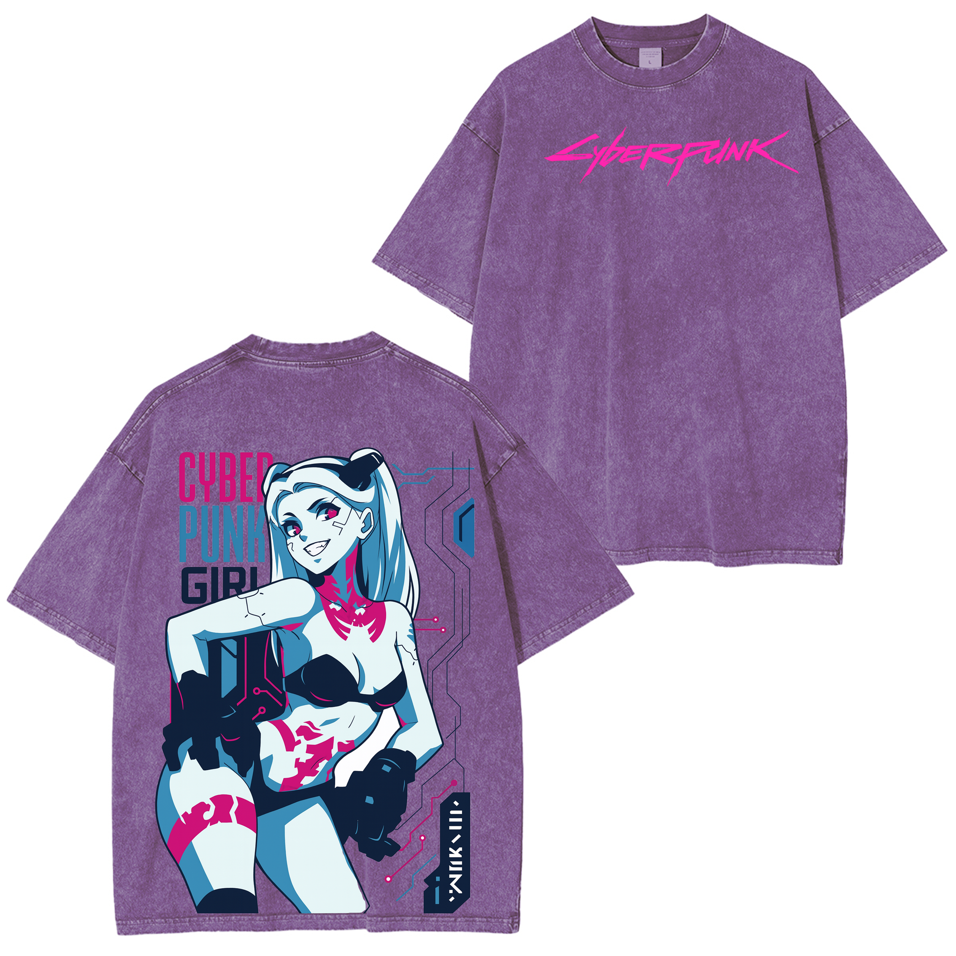 Cyberpunk Edgerunners 2077 Vintage Unisex Washed T-Shirt