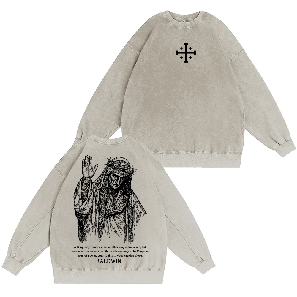 Baldwin IV never gave in to illness King of Jerusalem Unisex Washed Crewneck Sweatshirt