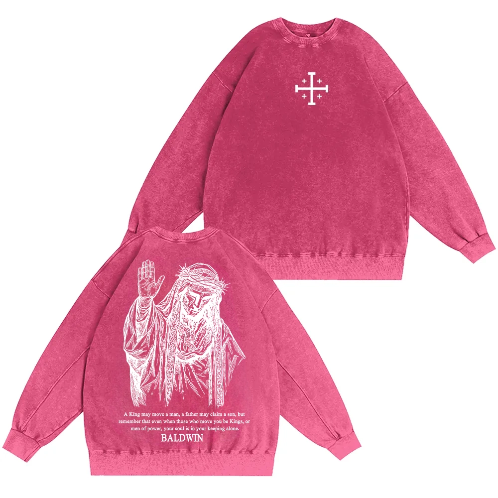 Baldwin IV never gave in to illness King of Jerusalem Unisex Washed Crewneck Sweatshirt