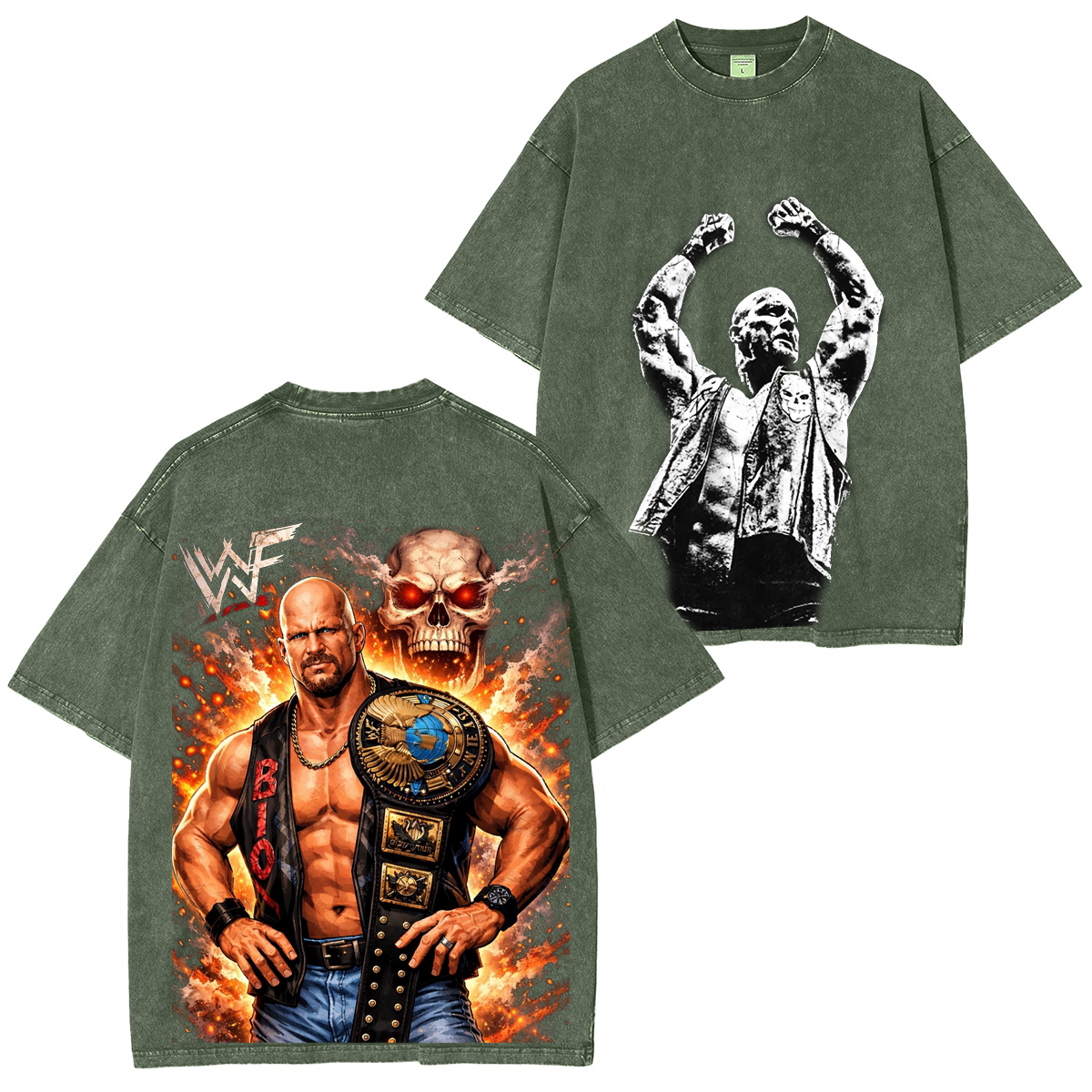 Vintage WWF Stone Cold Steve Austin Wrap Around Washed T-shirt/Crewneck/Hoodie