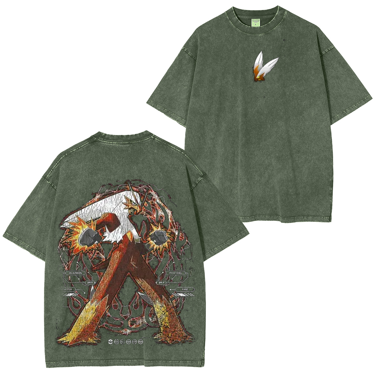 Blaziken Pokemon Washed T-shirt/Crewneck/Hoodie