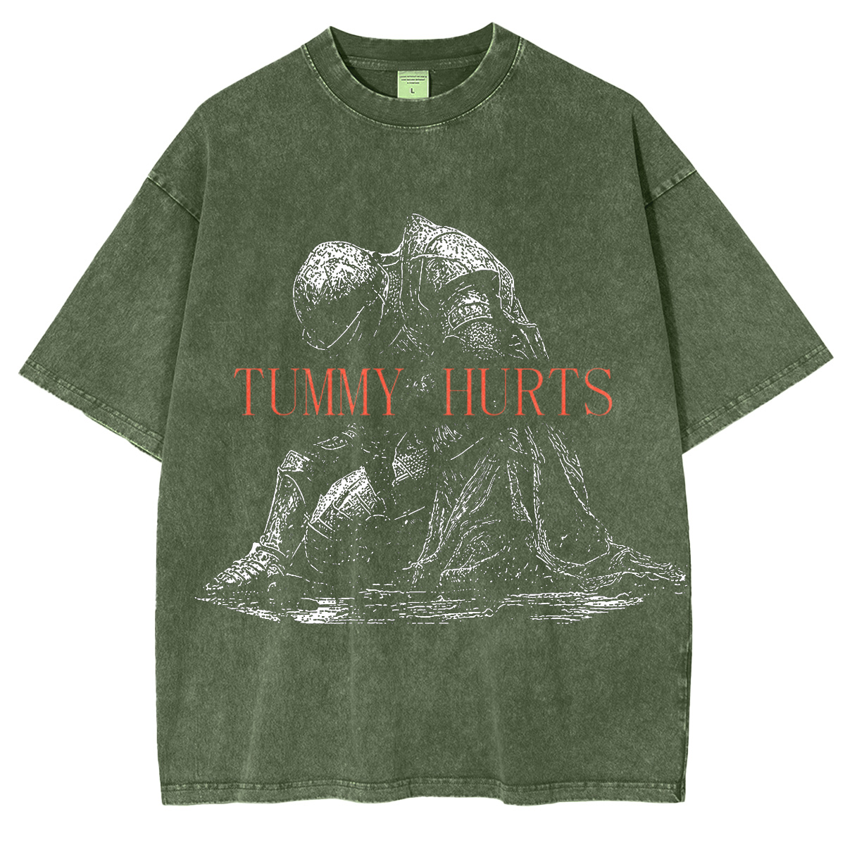 Tummy Hurts Funny Medieval Knight Washed T-shirt/Crewneck/Hoodie