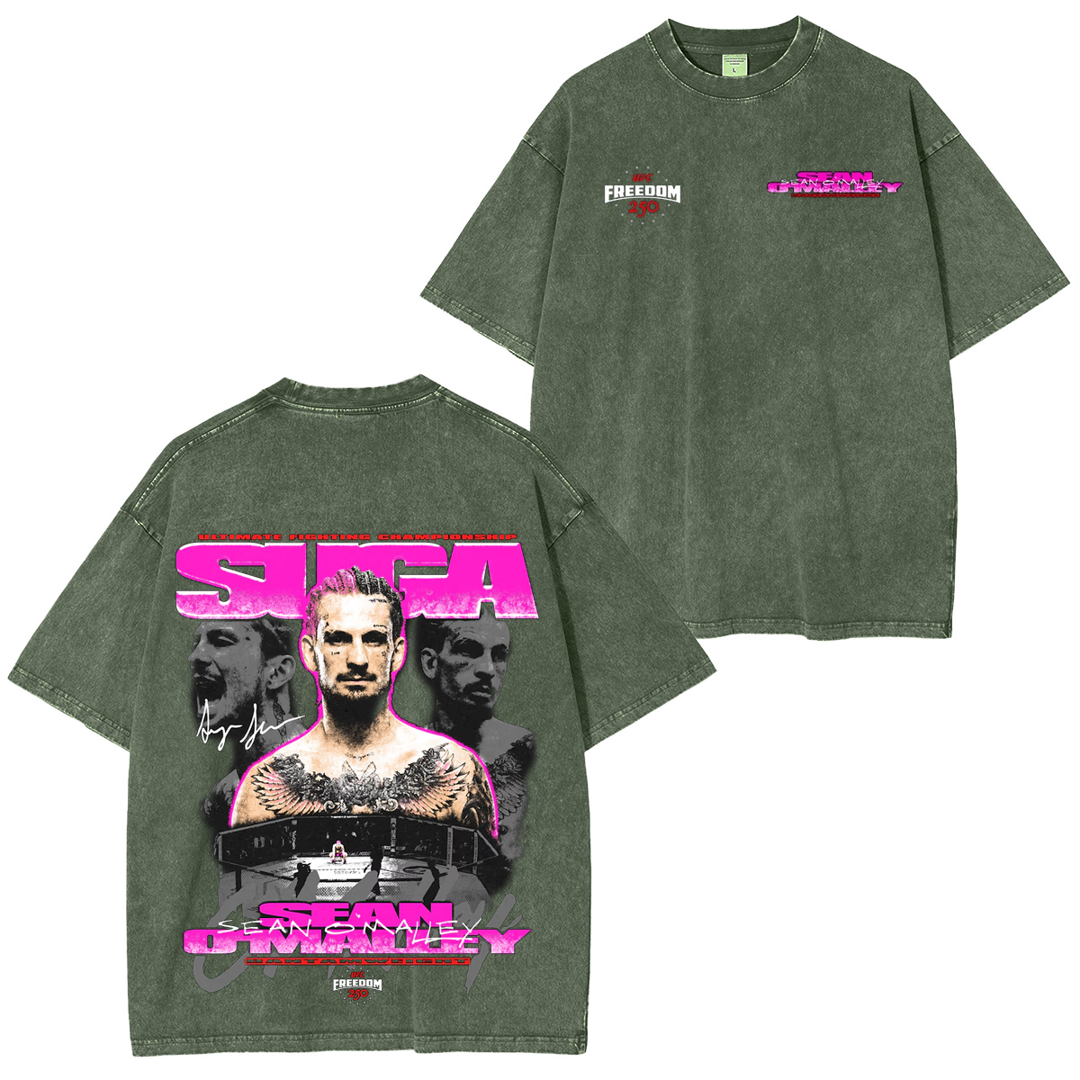 UFC Black Sean O'Malley UFC Freedom 250  Unisex Washed T-Shirt