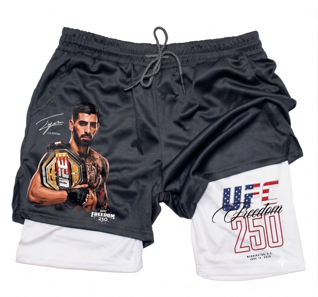 UFC FREEDOM COLLECTION] UFC FREEDOM 250 FIGHTERS  Printed Double Layer Shorts