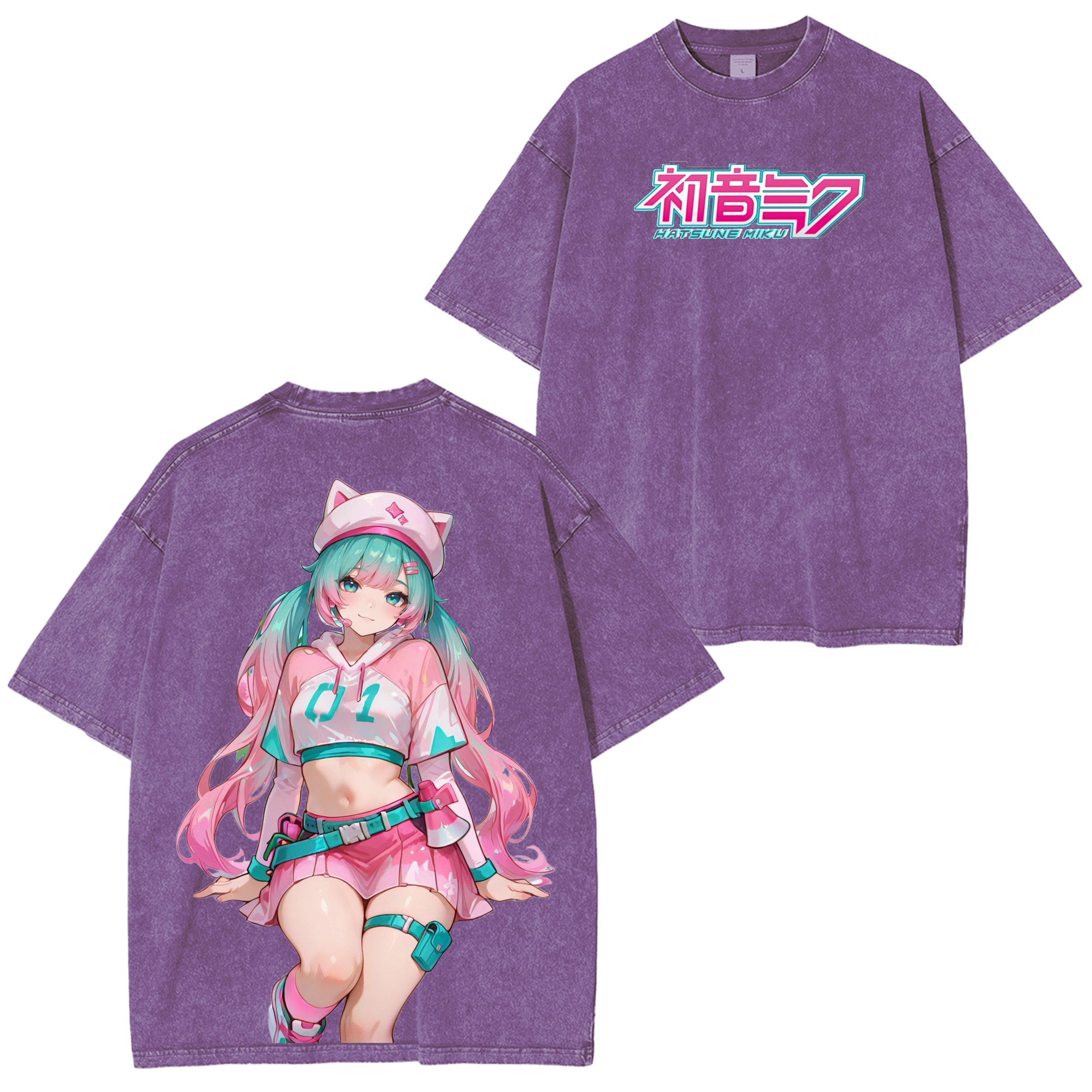 Hatsune Miku “Digital Diva” Oversized Vintage Unisex Washed T-Shirt