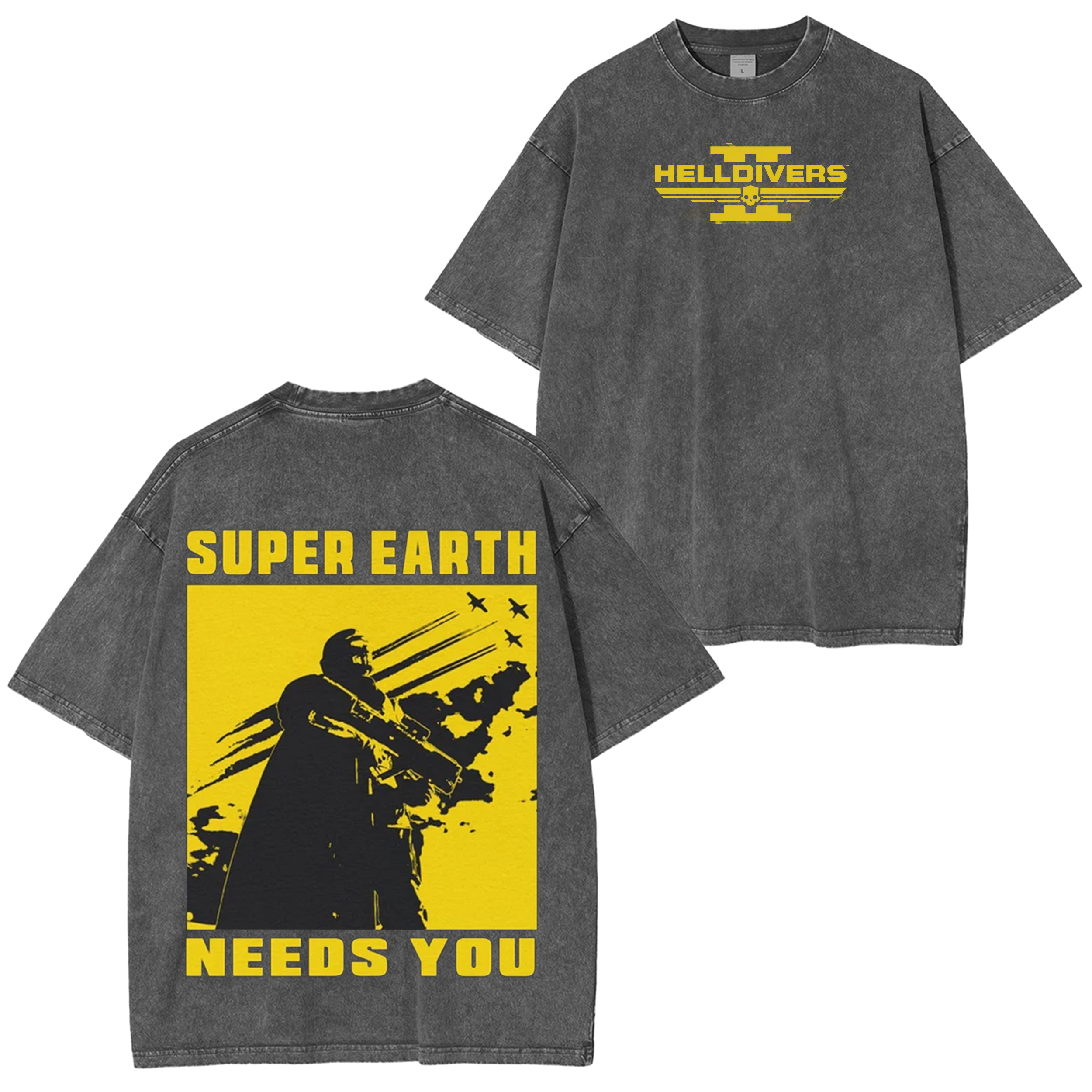 Super Earth Needs you Helldivers 2 Vintage Unisex Washed T-Shirt