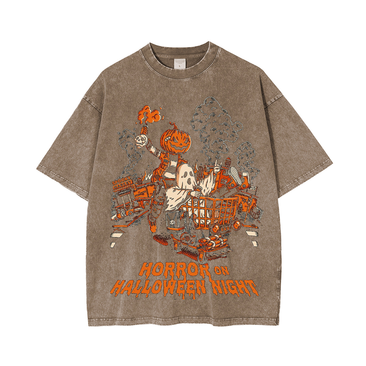 Horror on Halloween Night Unisex Washed T-Shirt