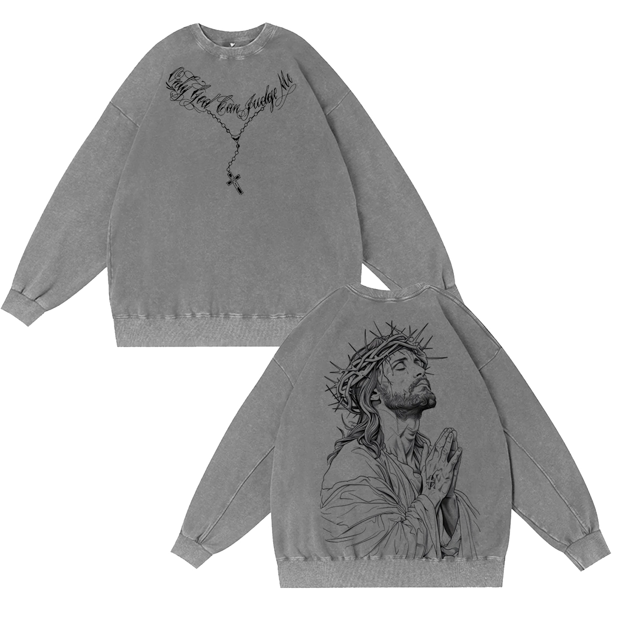Jesus Crown Of Thorns Prayer Vintage Washed T-shirt/Crewneck/Hoodie