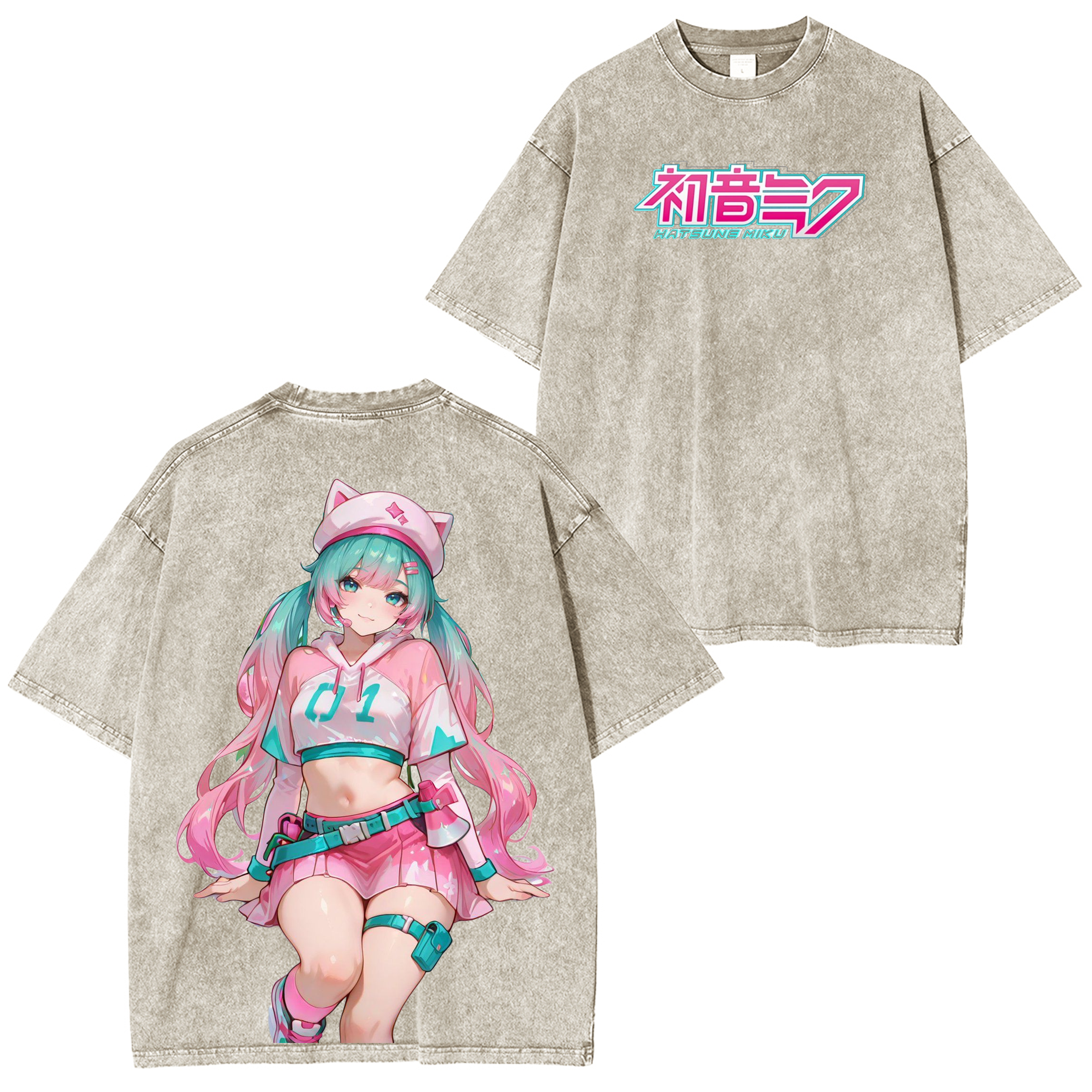Hatsune Miku “Digital Diva” Oversized Vintage Unisex Washed T-Shirt