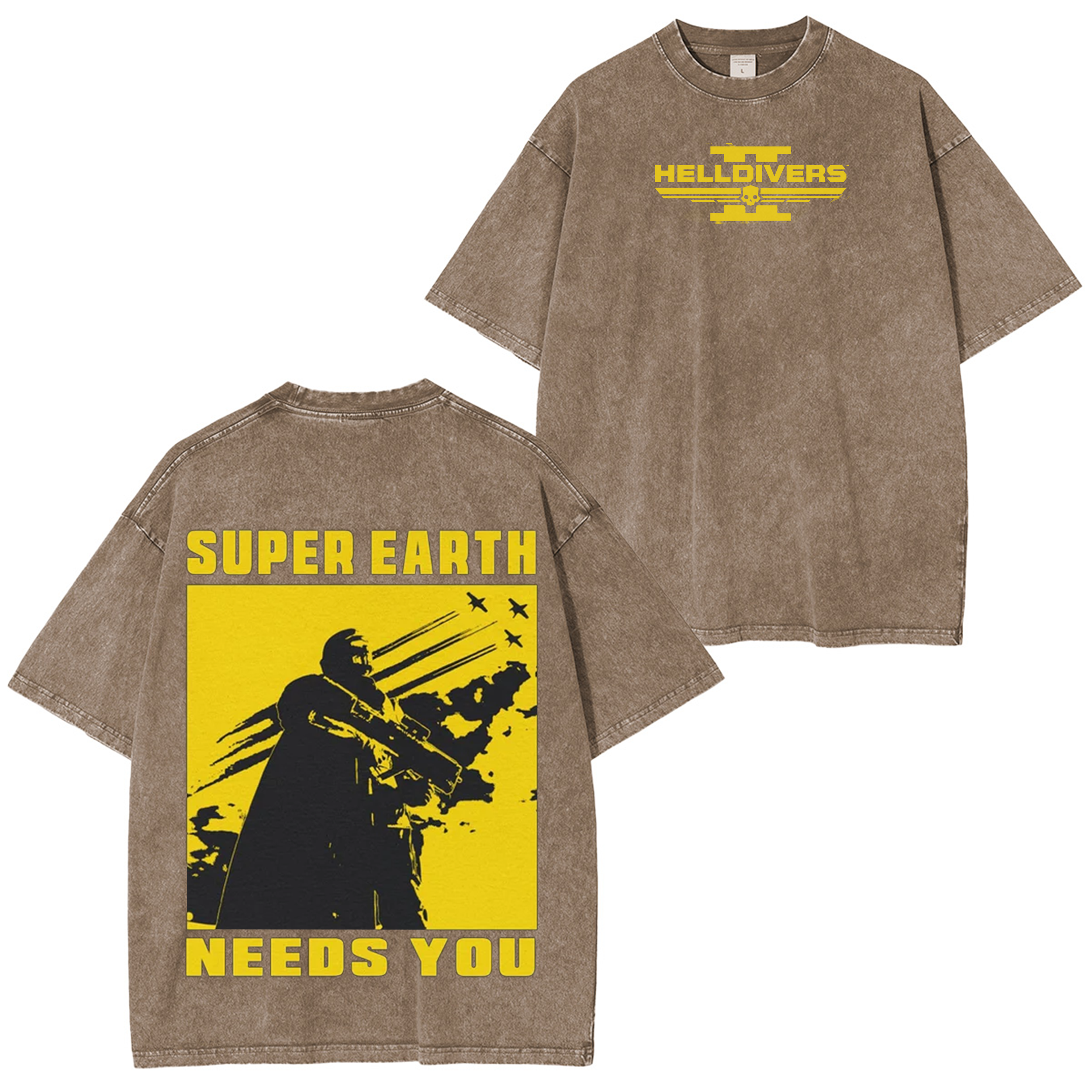 Super Earth Needs you Helldivers 2 Vintage Unisex Washed T-Shirt