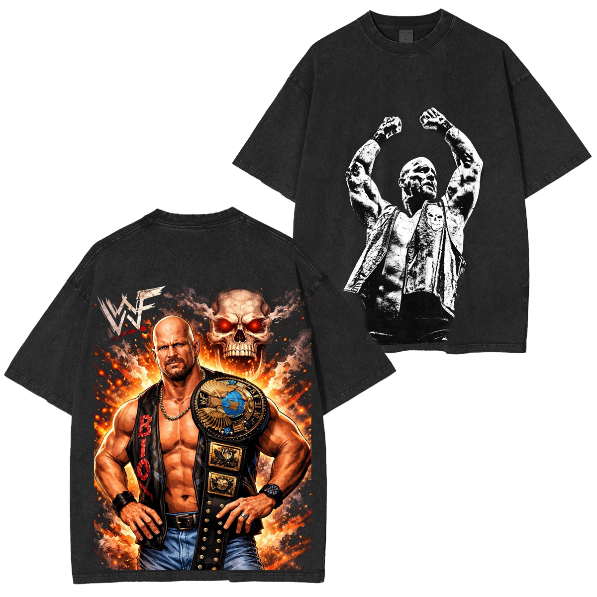 Vintage WWF Stone Cold Steve Austin Wrap Around Washed T-shirt/Crewneck/Hoodie