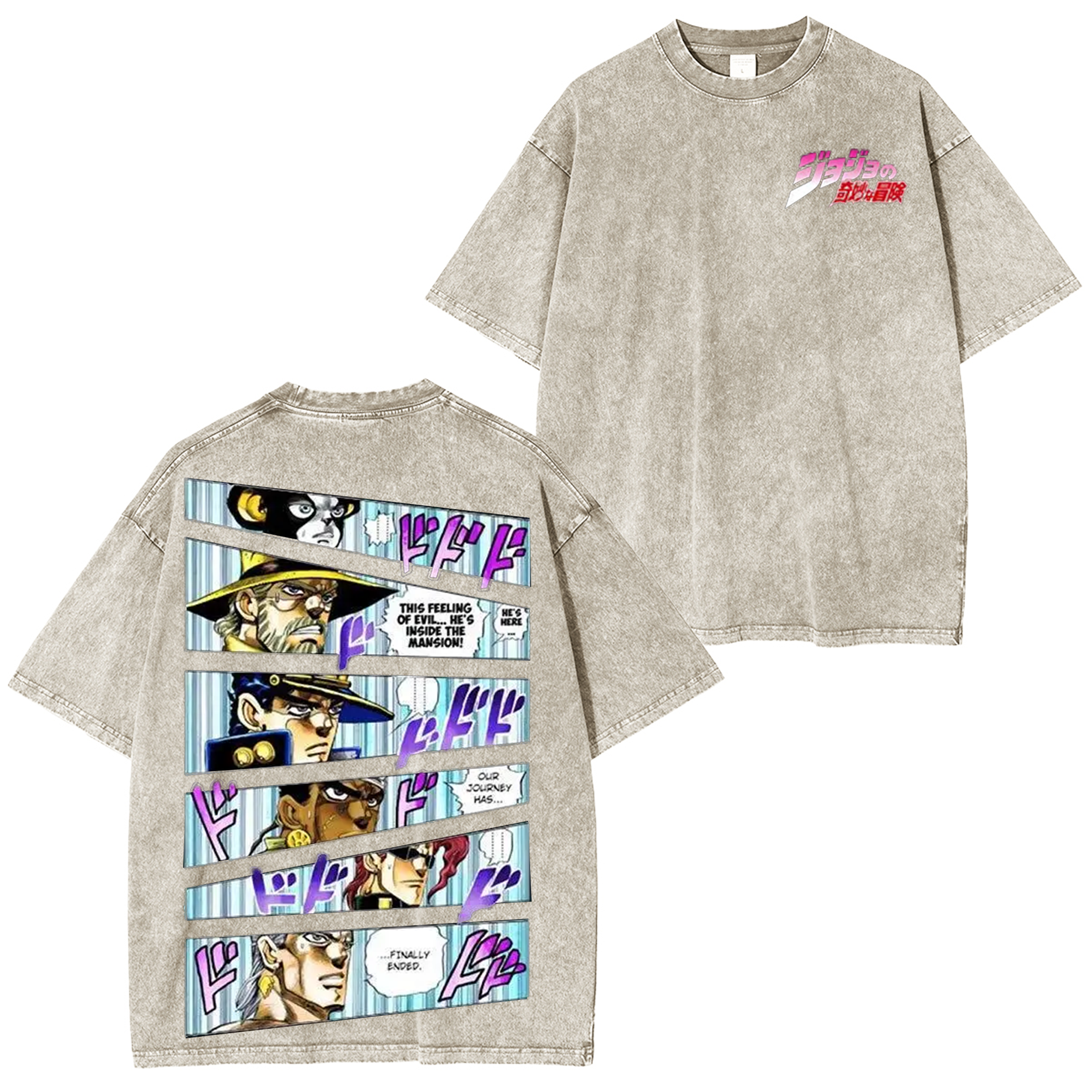 Japanese Anime Jojo Bizarre Adventure Vintage Unisex Washed T-Shirt